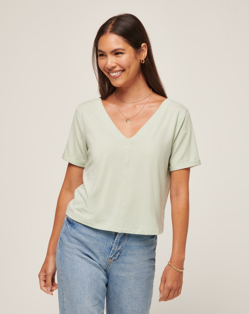 CALM WATERS VNECK TOP 1