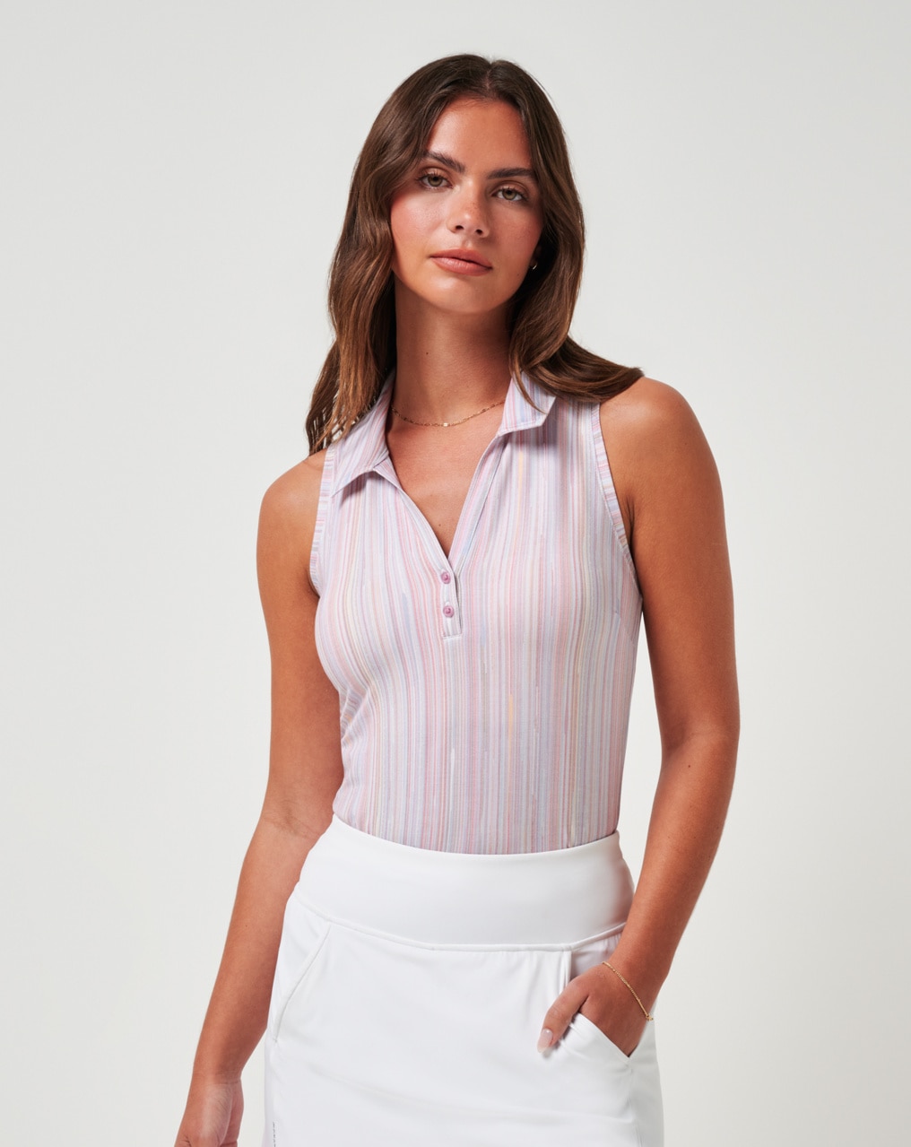 FEATHERWEIGHT PRINTED SLEEVELESS POLO 0
