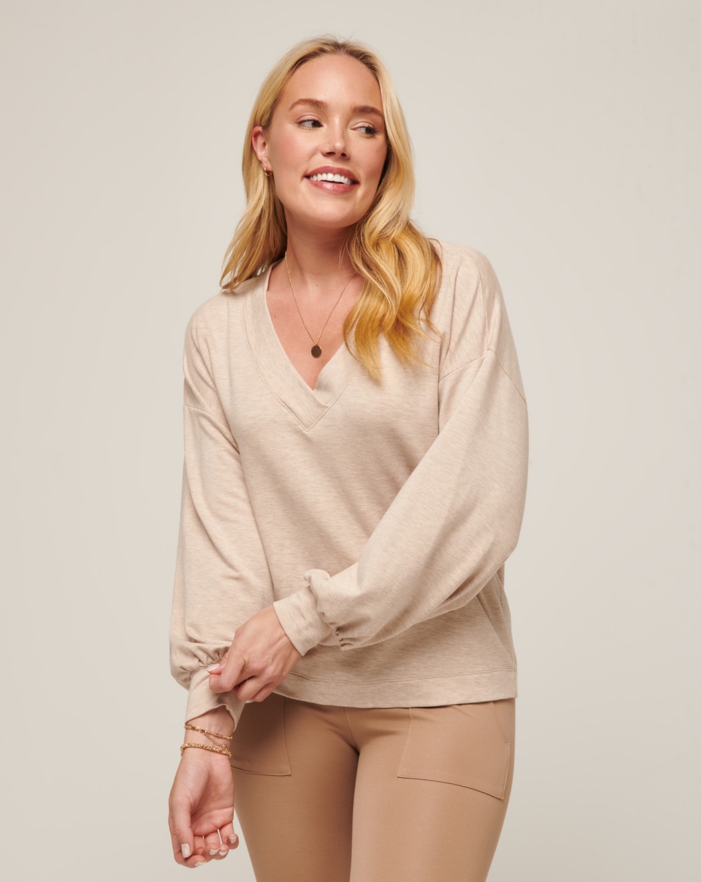 CLOUD TERRY VNECK TOP 0