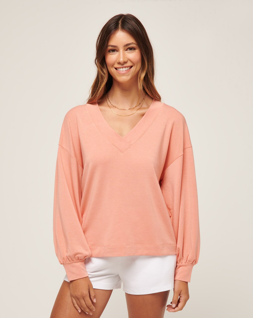 CLOUD TERRY VNECK TOP 1