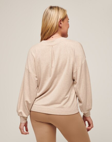 CLOUD TERRY VNECK TOP Image Thumbnail 1