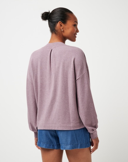 CLOUD TERRY VNECK TOP Image Thumbnail 1