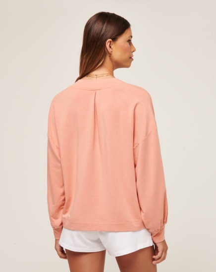 CLOUD TERRY VNECK TOP Image Thumbnail 1