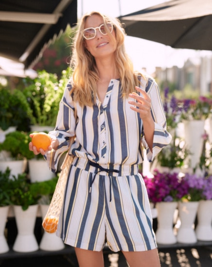 LUCKY LOO TWILL TIE WAIST ROMPER Image Thumbnail 0