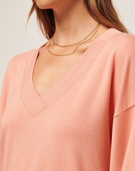CLOUD TERRY VNECK TOP Image Thumbnail 2