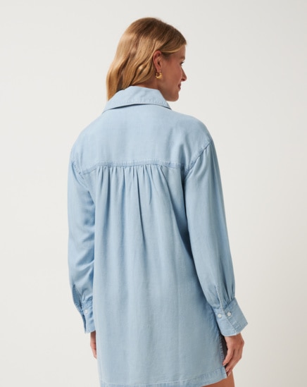 CHAMBRAY SHIRT DRESS Image Thumbnail 2
