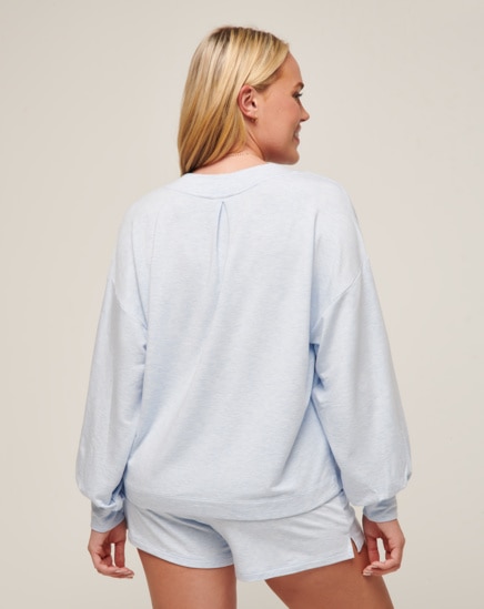 CLOUD TERRY VNECK TOP Image Thumbnail 1